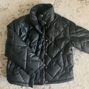 Black Bershka Faux Leather Coat small